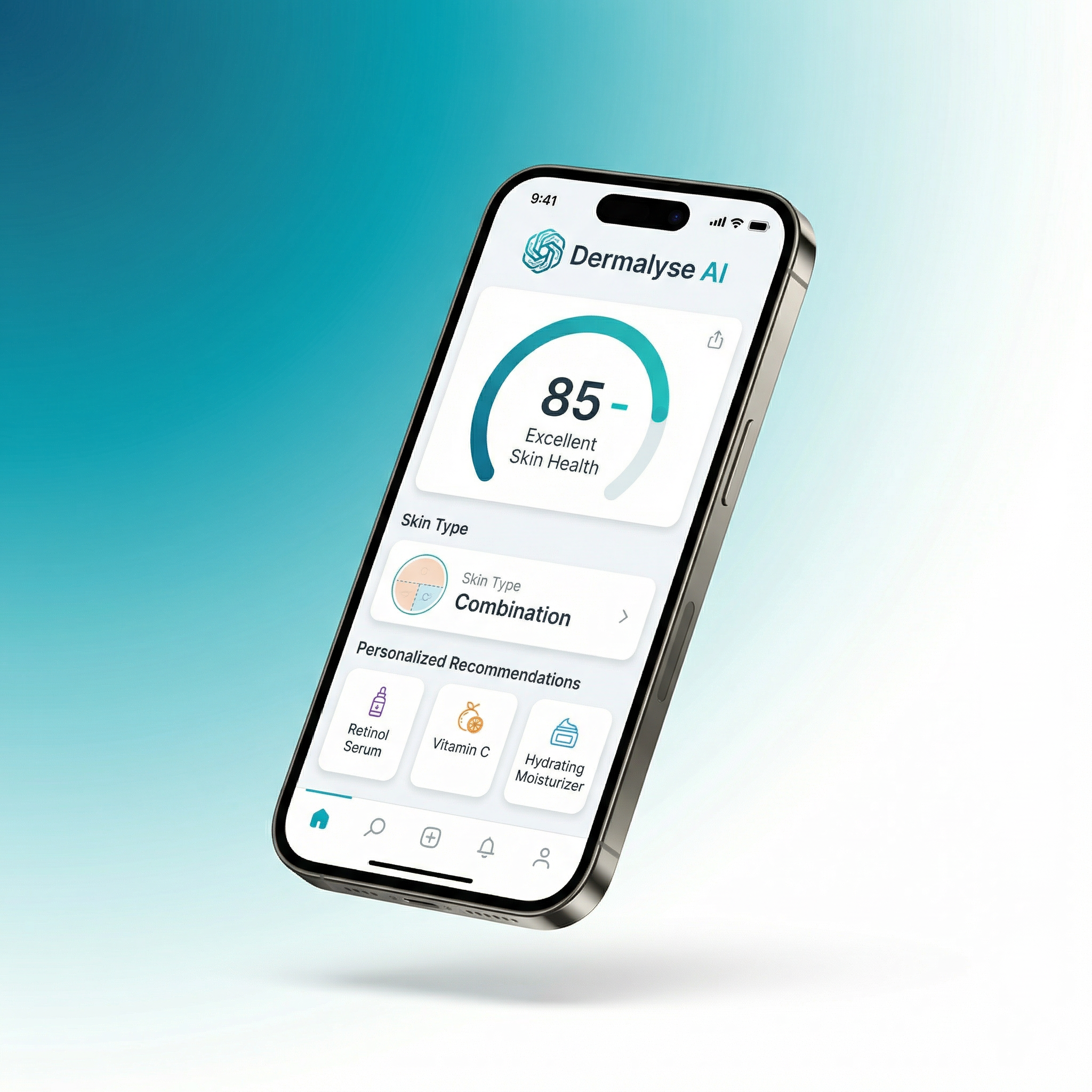 Dermalyse AI App showing skin analysis results